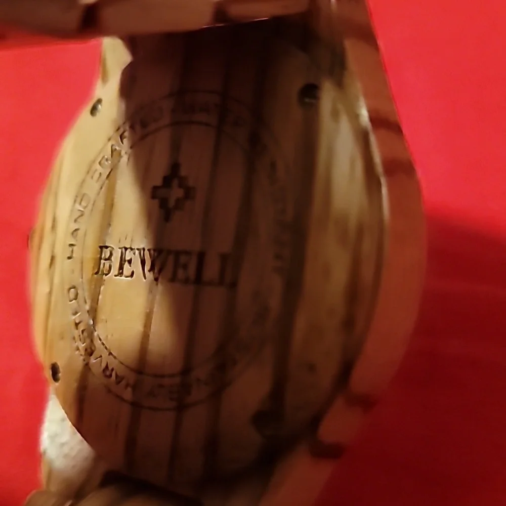 Bewell Hawaiian Zebra Wood Watch Wristwatch Chronograph with Date Window‎ At 3